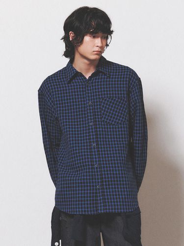 Ueyama Oversized Checked Shirt_Blue - NUAKLE - Modalova