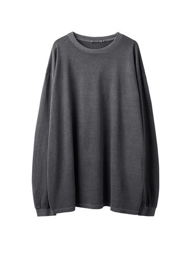 Dirty Washed Round Neck Long Sleeves T-Shirt - AREUBAN - Modalova