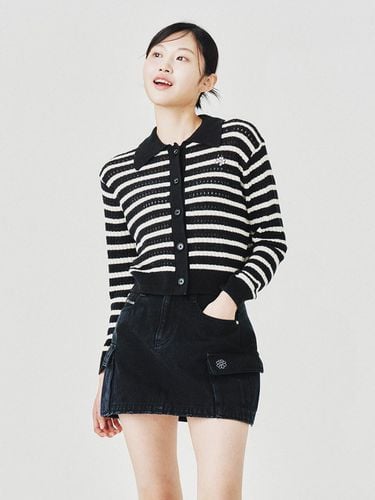 Flory Logo Stripe Collared Cardigan_Black - Wacky Willy - Modalova