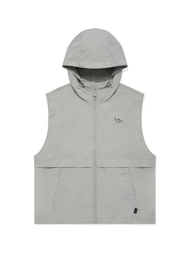 Nylon Sleeveless Zip Up Hooded Vest_Gray - Wacky Willy - Modalova