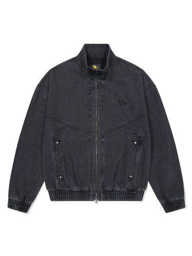 Stone Washing Semi Oversized Denim Jacket_Gray - Wacky Willy - Modalova