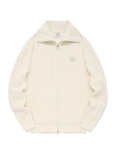 Angel Emblem High Neckline Zip Up Cardigan_White - Wacky Willy - Modalova