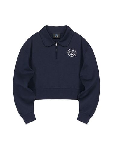 Flory Embroidery Half Zip-up Sweatshirt_Dark Navy - Wacky Willy - Modalova