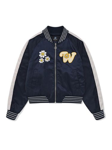 Flory Embroidery Varsity Jacket_Dark Navy - Wacky Willy - Modalova