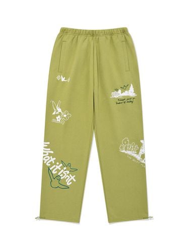 WT Graphic Sweat Wide Jogger Pants_Green - Wacky Willy - Modalova