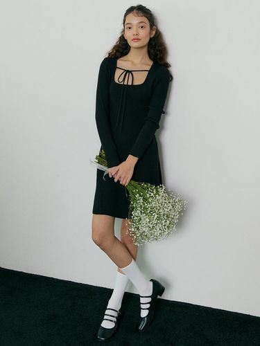 Ribbon Knit Dress_Black - VERBE - Modalova