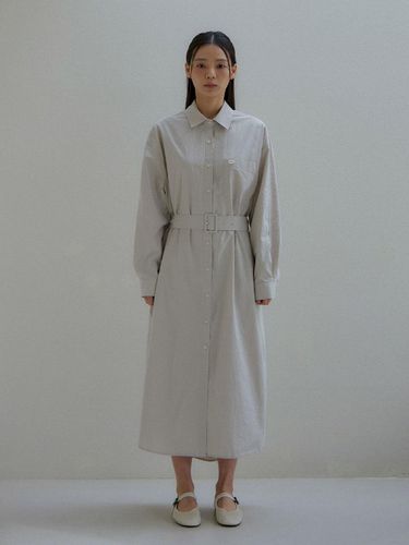 Belted Over-Size Dress_Light Khaki - knowing - Modalova