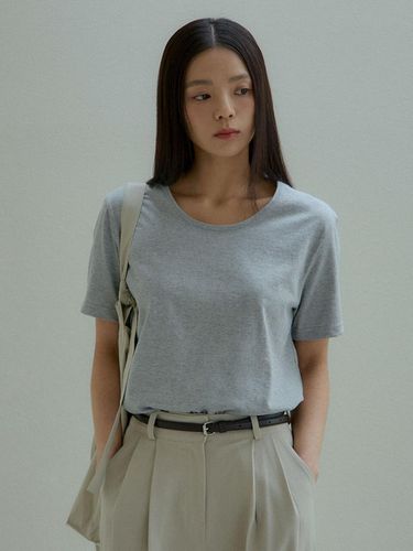 U Neck T-Shirts_Melange Grey - knowing - Modalova