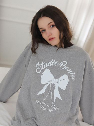 Ribbon Graphic Over Sweatshirts_Grey - BONIEE - Modalova