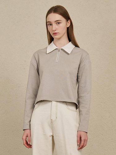 Shirt Collar Zip Up T-shirt - Nouve - Modalova