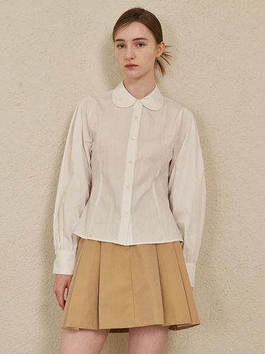 Round Collar Cotton Shirt - White - Nouve - Modalova