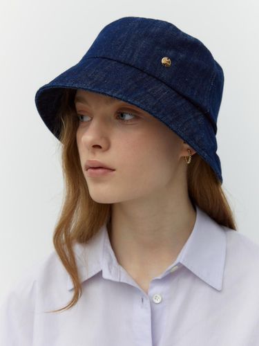 Linen Denim Washing Bucket Hat_Indigo - DEPOUND - Modalova