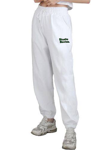 Small Block Typo Jogger Banding Pants_White - BONIEE - Modalova