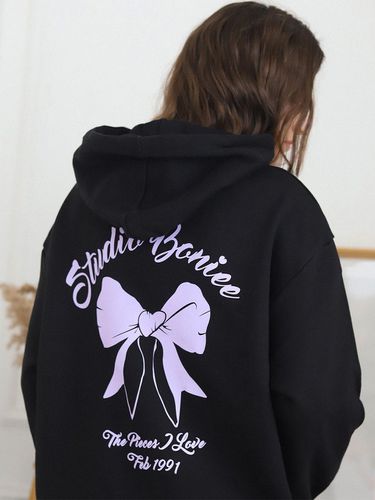 Back Ribbon Graphic Over Hoodie_Black - BONIEE - Modalova