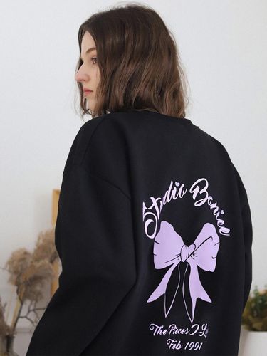 Back Ribbon Graphic Over Sweatshirts_Black - BONIEE - Modalova