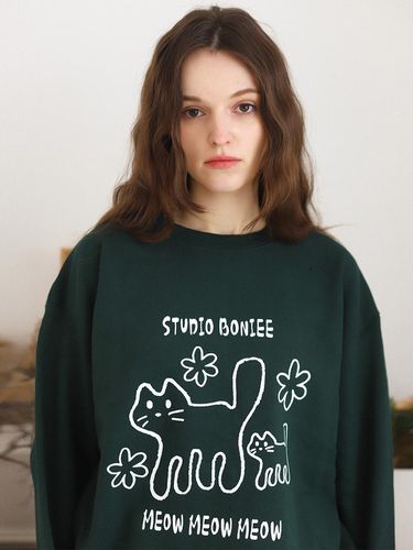 Meow Over Sweatshirts_Green - BONIEE - Modalova