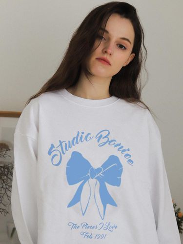 Ribbon Graphic Over Sweatshirts_White - BONIEE - Modalova