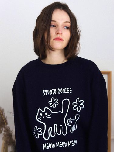 Meow Over Sweatshirts_Navy - BONIEE - Modalova