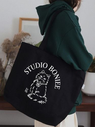 New Symbol Canvas Shoulder Big Eco Bag_Black - BONIEE - Modalova