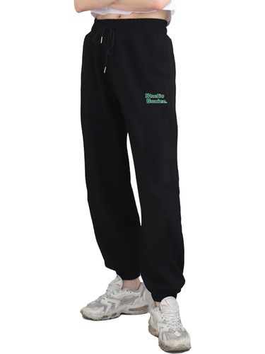 Small Block Typo Jogger Banding Pants_Black - BONIEE - Modalova