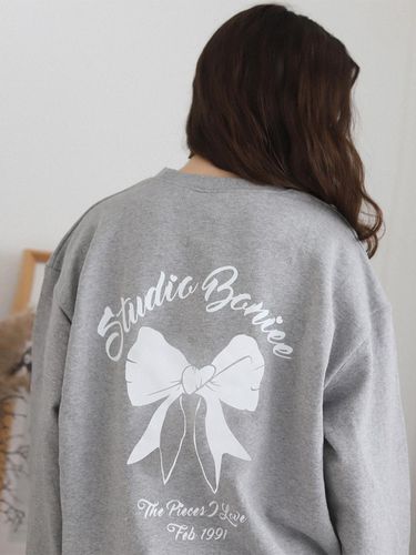 Back Ribbon Graphic Over Sweatshirts_Grey - BONIEE - Modalova