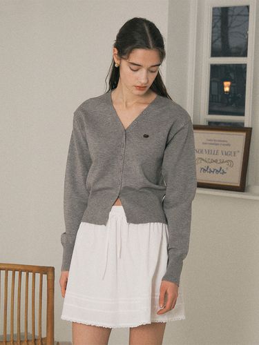 V-neck Basic Cardigan - Gray - ROLAROLA - Modalova