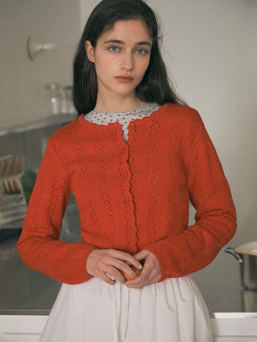 Eyelet Cardigan - Red - ROLAROLA - Modalova