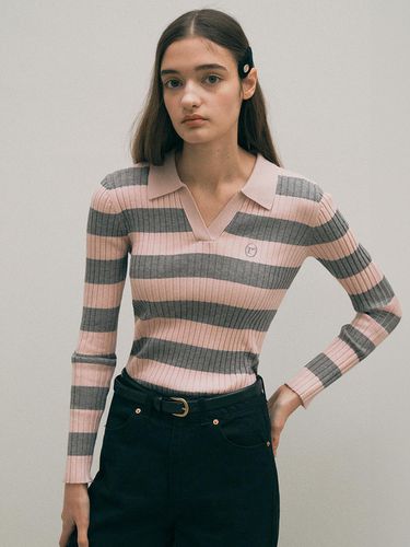 Collared Color Block Sweater - Pink - ROLAROLA - Modalova