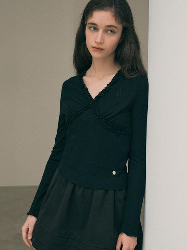 Lace Long Sleeve T-shirt - Black - ROLAROLA - Modalova