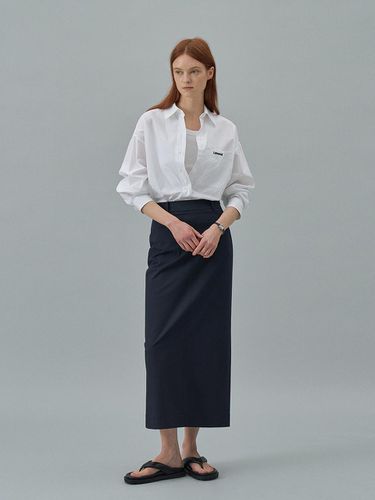 Basic Pencil Maxi Skirt - Navy - Lamerei - Modalova