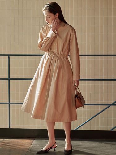 String Front Tuck Shirt Dress - BEMUSE MANSION - Modalova