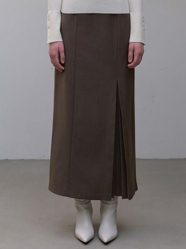 Slit Pleats Skirt_Khaki Brown - inusway - Modalova