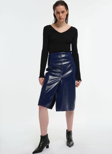 Glossy Slit Midi Skirt - 2colors - MAGJAY - Modalova