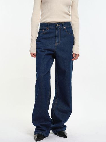 Non Fade Wide Leg Jeans - Dark Blue - MAGJAY - Modalova