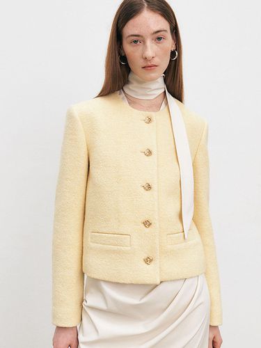 Metal Button Wool Tweed Jacket - HACIE - Modalova