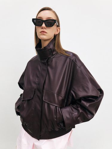 Vegan Leather Bomber Jacket - HACIE - Modalova