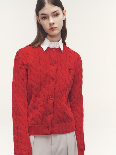 Marie Logo Embroidery Cotton Knit Cardigan - marieclaire - Modalova