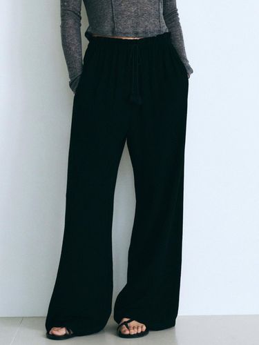 Tassel Wide Banding Pants (Black) - Neev - Modalova