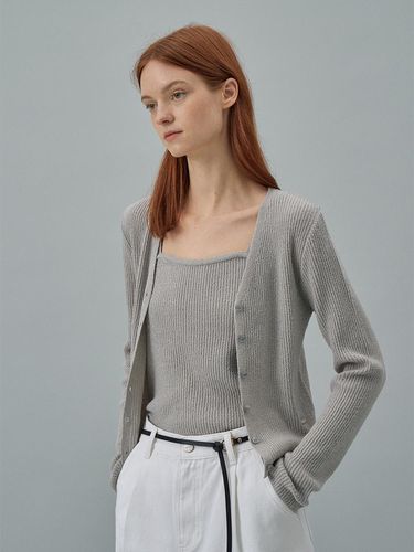 Boucle V-neck Cardigan - Gray - Lamerei - Modalova