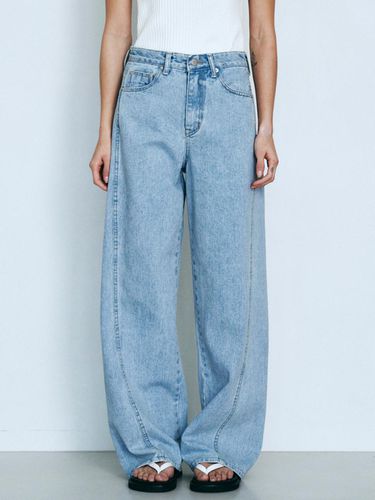 Line Point Vintage Washing Wide Denim Pants - Neev - Modalova