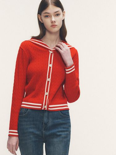 Sailor Collar Stripe Knit Cardigan - marieclaire - Modalova