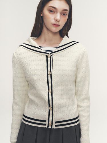 Sailor Collar Stripe Knit Cardigan - marieclaire - Modalova