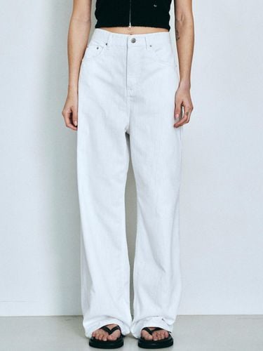 Slub Texture Wide Denim Pants - Neev - Modalova