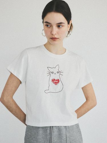 Love Cat Stitch Cropped T-shirt - CITTA - Modalova