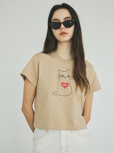 Love Cat Stitch Cropped T-shirt - CITTA - Modalova