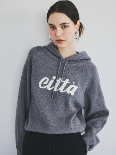 Citta Logo Basic Knit Hoodie - Gray - CITTA - Modalova