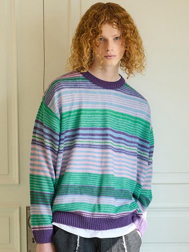 Multi Stripe Sheer Knit Sweater - WAIKEI - Modalova