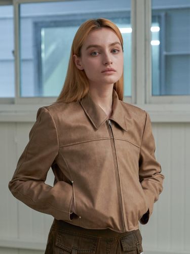 Minimalistic Cropped Vegan Leather Jacket - SPERONE - Modalova