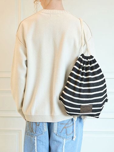 Striped Knit Drawstring Bag - Black - WAIKEI - Modalova