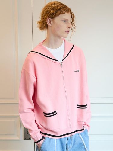 Marine Zip-Up Cardigan Pink - WAIKEI - Modalova